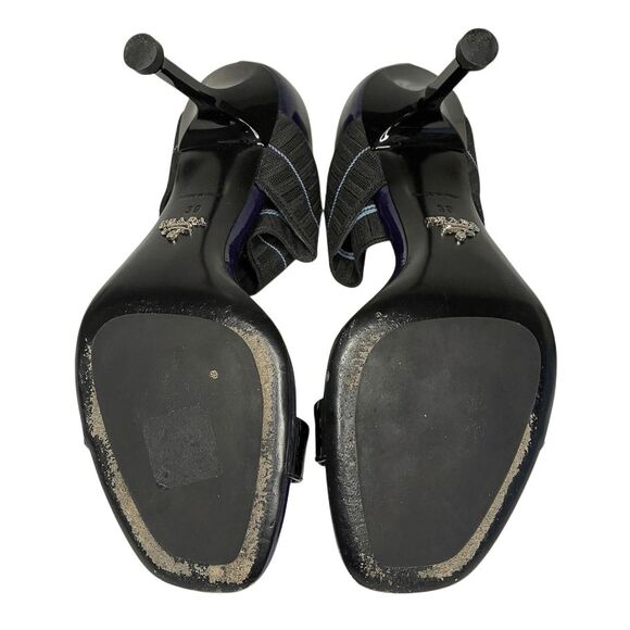 Prada Patent Leather Elastic Strap Sandals 93mm Heel Giacinto Size 39 Open Toe - Picture 10 of 12